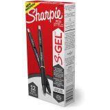 Sharpie S Gel Pens, Medium Point, 0.7 mm, Black Barrel, Black Ink, Pack Of 12 Pens