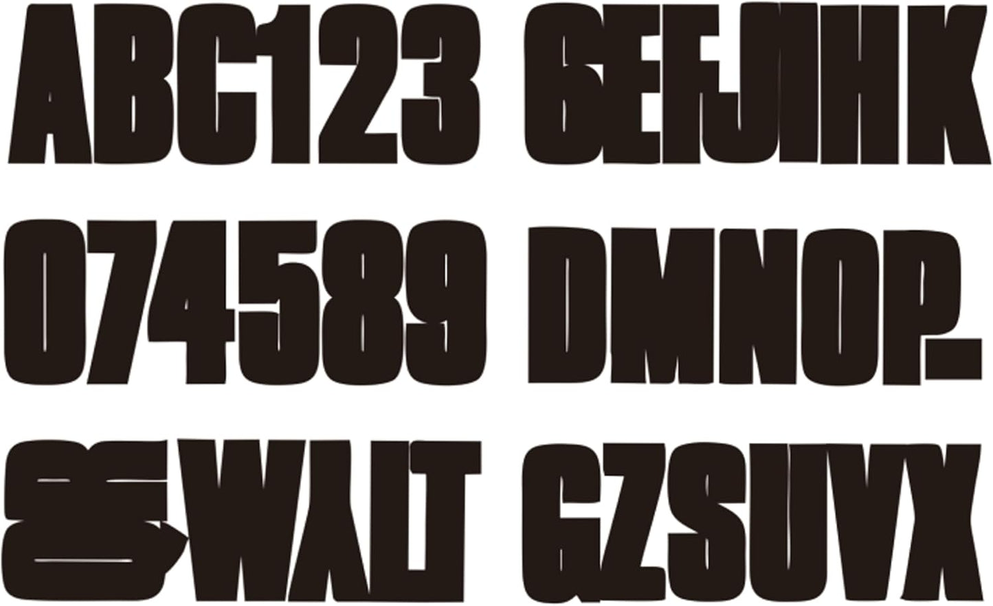 (Set of 4) 3” Boat & PWC Registration Decals - Numbers (0-9) and Letters (A-Z) Stickers -146 Decals - Durable, Easy Peel and Stick, Weatherproof for Boats, Cars, Yatch (Black)