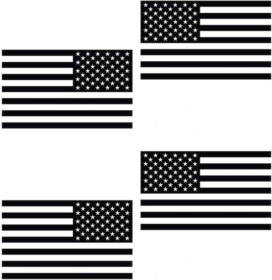 4 Pcs 3x5 Inch Both Sides American Flag Silhouette for Car Bumper, Window, Windshield, Laptop, Cellphone, Tablet. Gift for July 4th, Independence Day, Police, Veterans (USA Flag Black and White)