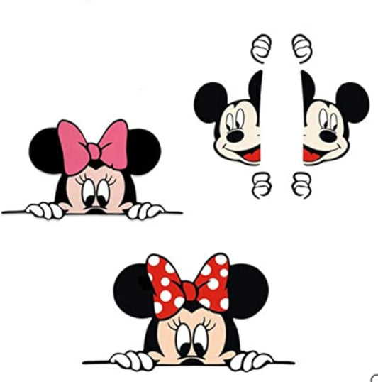 4 Pack Large Mickey and Minnie Mouse 5" Vinyl Decal Sticker Waterproof for Car Window Trunk Laptop Truck Motorcycle Refrigerator, Wall, Door Bumper Sticker