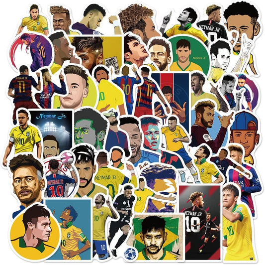 50 Pcs Vinyl Sticker of Neymar Jr for Soccer Lovers Waterproof Stickers Bomb for Wall, Computer, Laptop, Skateboard, Water Bottle, Mug, Kids Scrapbook Gift for Birthday, Christmas, Thanksgiving