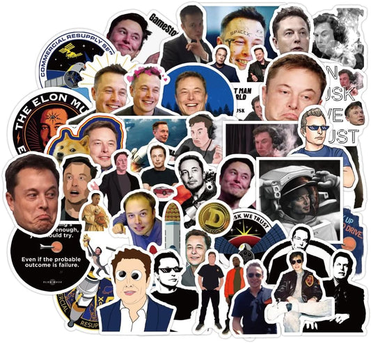 100 Pcs Vinyl Sticker of Elon Musk GME Gamestop Stonk Meme Space Rocket Stock for Musk Fan Lovers Waterproof Stickers Bomb for Wall, Computer, Laptop, Skateboard, Water Bottle, Mug, Kids Scrapbook Gift for Birthday, Christmas, Thanksgiving (Elon)