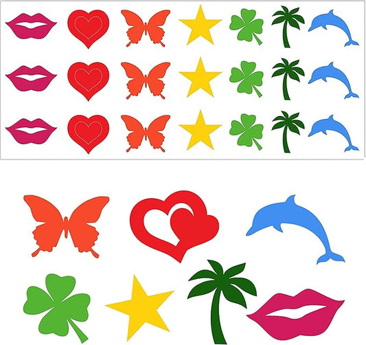 315 Pieces 7 Designs Tanning Sunbathing Stickers Perforated Body Stickers for Tanning Self Adhesive Tanning Bed Sticker Tanning Heart Lips Stickers Tanning Butterfly Dolphin Stickers