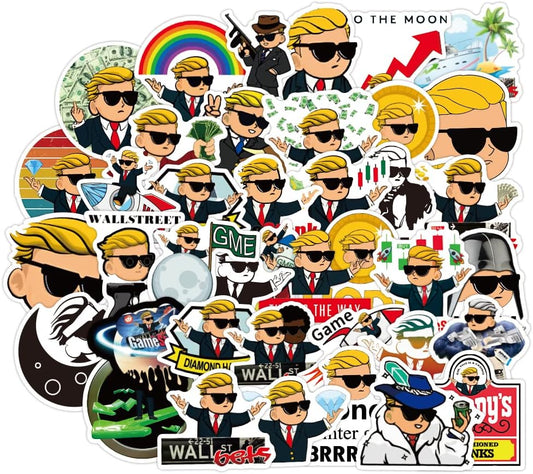 100 Pcs Vinyl Sticker of Wall Street Bets WSB Gamestop Stonk Meme Stocks Trading theme Waterproof Stickers Bomb for Wall, Computer, Laptop, Skateboard, Water Bottle, Mug, Kids Scrapbook Gift for Birthday, Christmas, Thanksgiving (WSB)