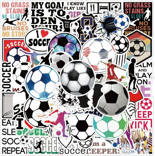 50 Pcs Vinyl Sticker of world cup Soccer theme for Soccer Football Fan Lovers Waterproof Stickers Bomb for Wall, Computer, Laptop, Skateboard, Water Bottle, Mug, Kids Scrapbook Gift for Birthday, Christmas, Thanksgiving (Soccer)