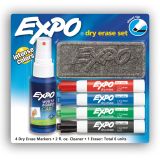 EXPO Dry-Erase Starter Kit, Low Odor, Chisel-Tip, Assorted Ink Colors, Pack Of 4 Markers