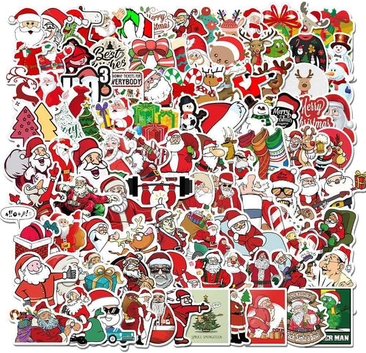 100 Pcs Vinyl Sticker Christmas Theme Waterproof Stickers Bomb for Wall, Computer, Laptop, Skateboard, Water Bottle, Mug, Kids Scrapbook Gift for Birthday, Christmas, Thanksgiving (50 Pcs)