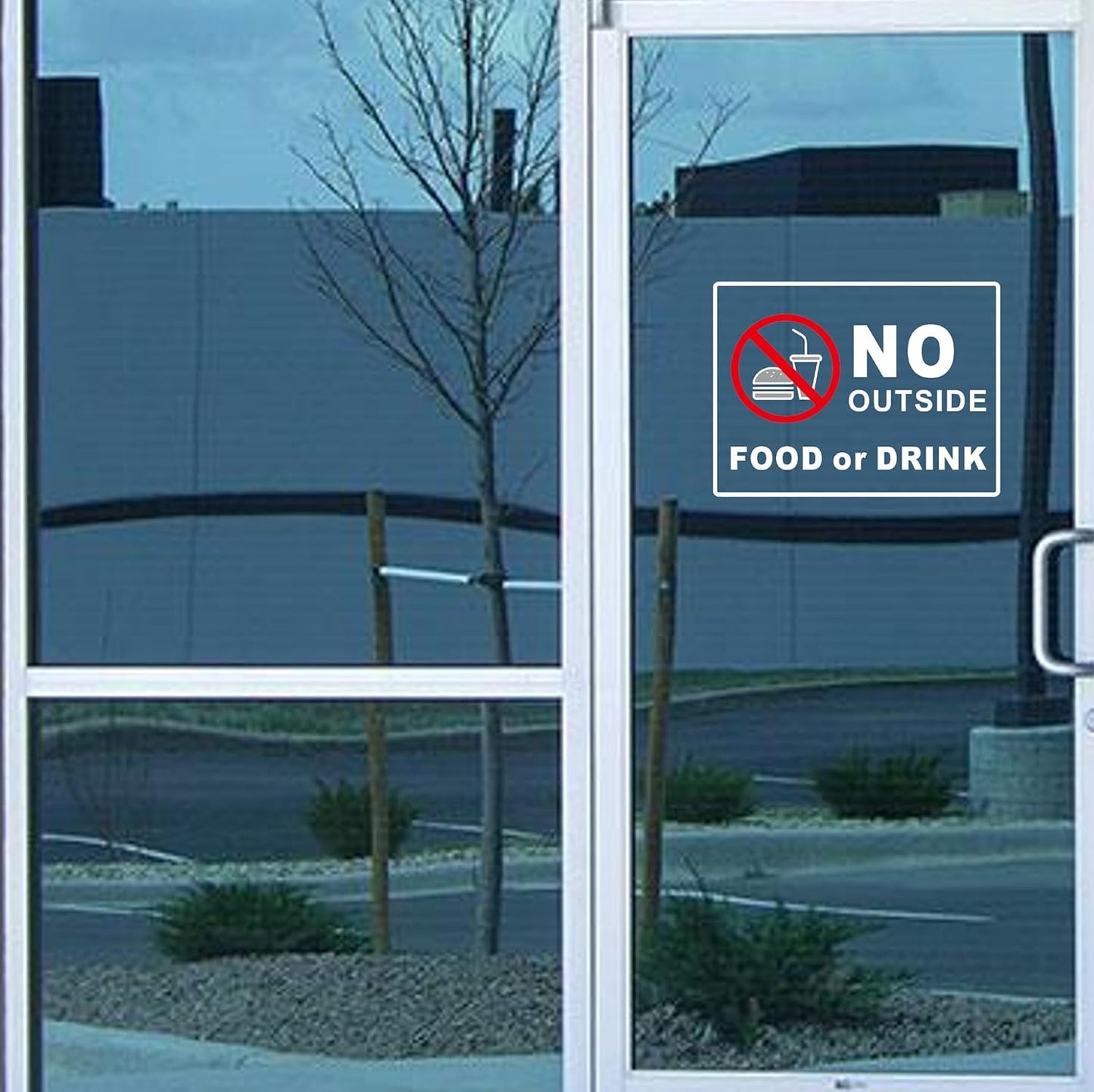 No Outside Food or Drink Store Window Decals, 10 x 8 Inches, Pack of 2, Clear, Weatherproof (No Outside Food 10x8)