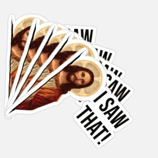 10 pcs 5" Jesus I Saw That Sticker Meme Vinyl Decal Sticker of Jesus I Saw That for Car Window Door Bumper Laptop Water Bottle Motorcycle Tablet Cellphone Decoration