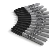 Sharpie Fine Point Permanent Markers, Gray Barrel, Black Ink, Pack Of 12