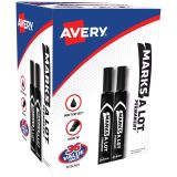 Avery Marks A Lot Permanent Markers, Chisel Tip, Large Desk-Style Size, Black, Pack Of 36