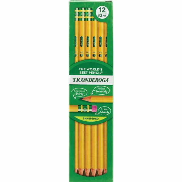 Ticonderoga Pencils, Presharpened, #2 Lead, Soft, Pack of 12